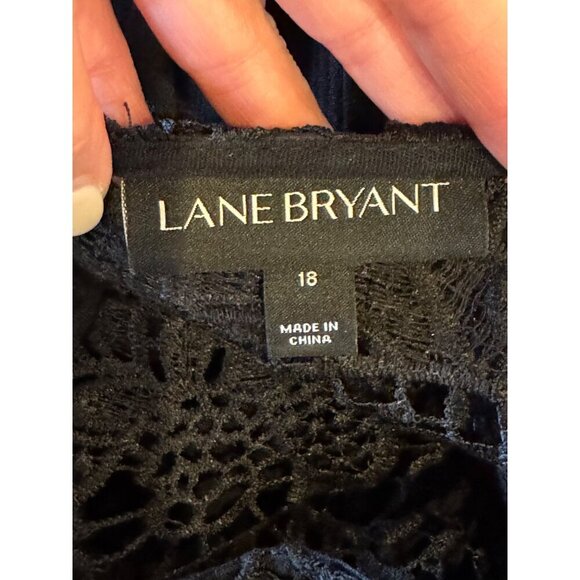 Lane Bryant Dress Women 18 Black Lace Crochet Gauze Swing Mini Whimsigoth Boho - Picture 11 of 14